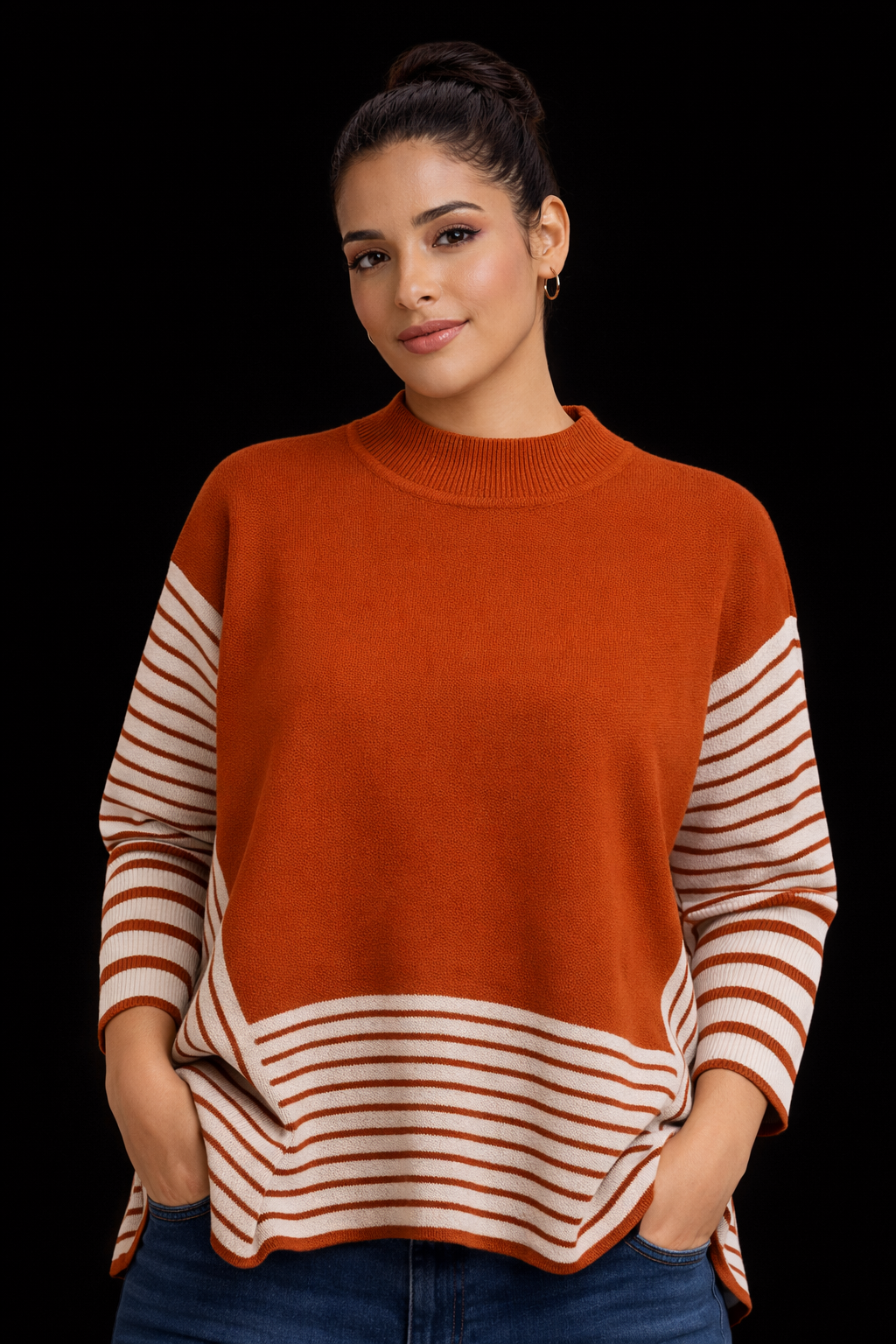 Modern Luxe Stripe Poncho – Women's Cozy Luxury Wrap
