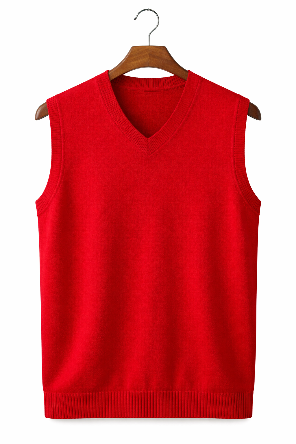 Men's Crimson Soft-Knit V-Neck Sweater Vest