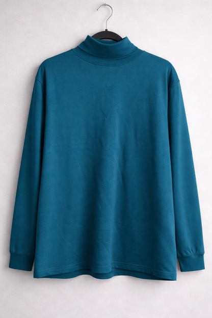 L.L. Bean Teal Turtleneck Top- Regular Traditional Fit/ 100% Cotton Long Sleeve Soft Stretch Tee