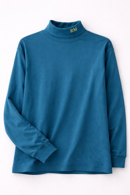 L.L. Bean Teal Turtleneck Top- Regular Traditional Fit/ 100% Cotton Long Sleeve Soft Stretch Tee