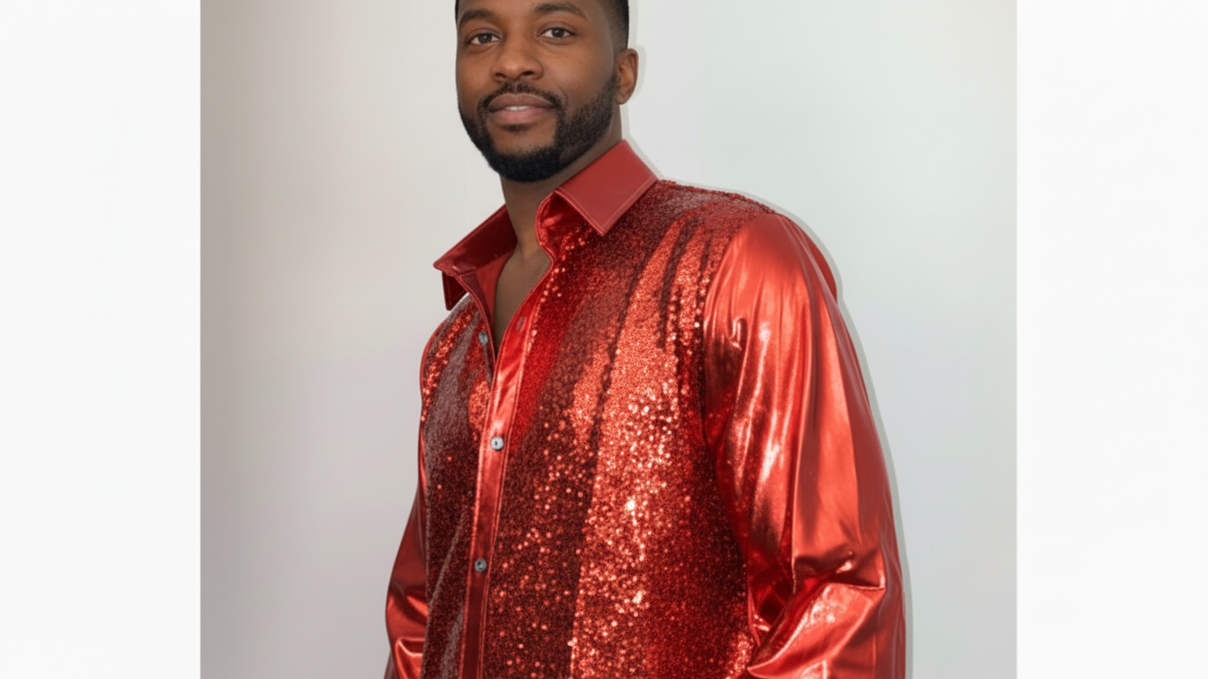 Men's Sequin Shirt – Gold, Silver, Red, Black & Sapphire Blue | Luxury Party Top