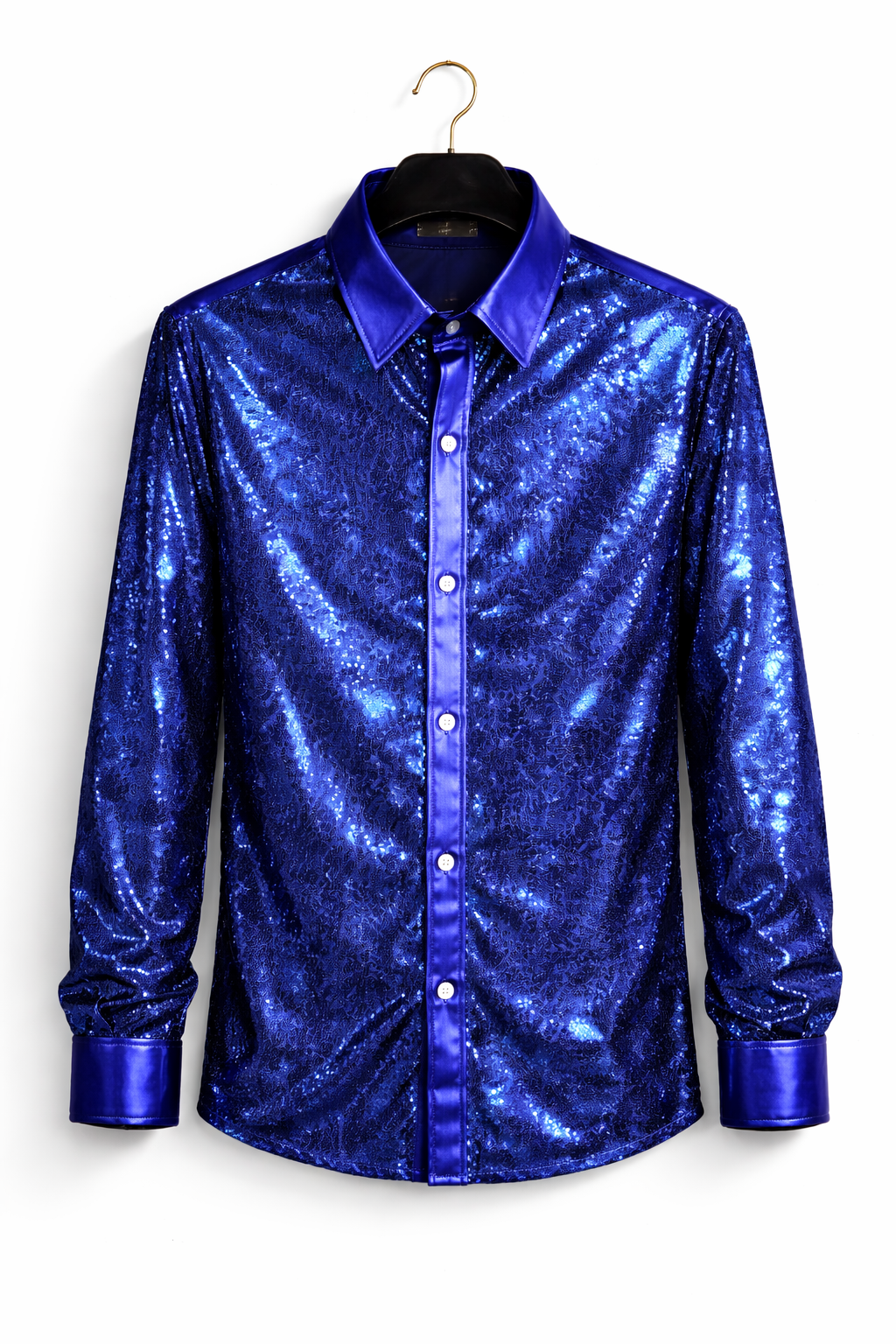 Men's Sequin Shirt – Gold, Silver, Red, Black & Sapphire Blue | Luxury Party Top