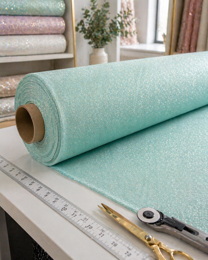 “Seafoam (Mint Green) Luxe Shimmer Fabric”– Premium Soft Matte Elegant Textile