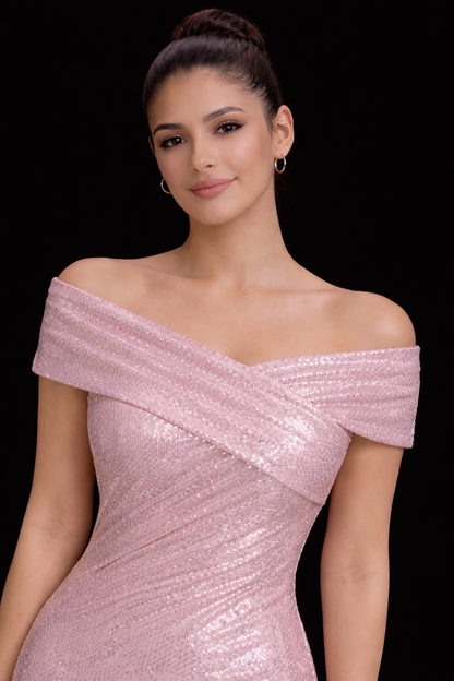 Luxury Baby Pink Sequin Fabric | Premium Sparkle Mesh | Elegant Evening & Bridal Fabric