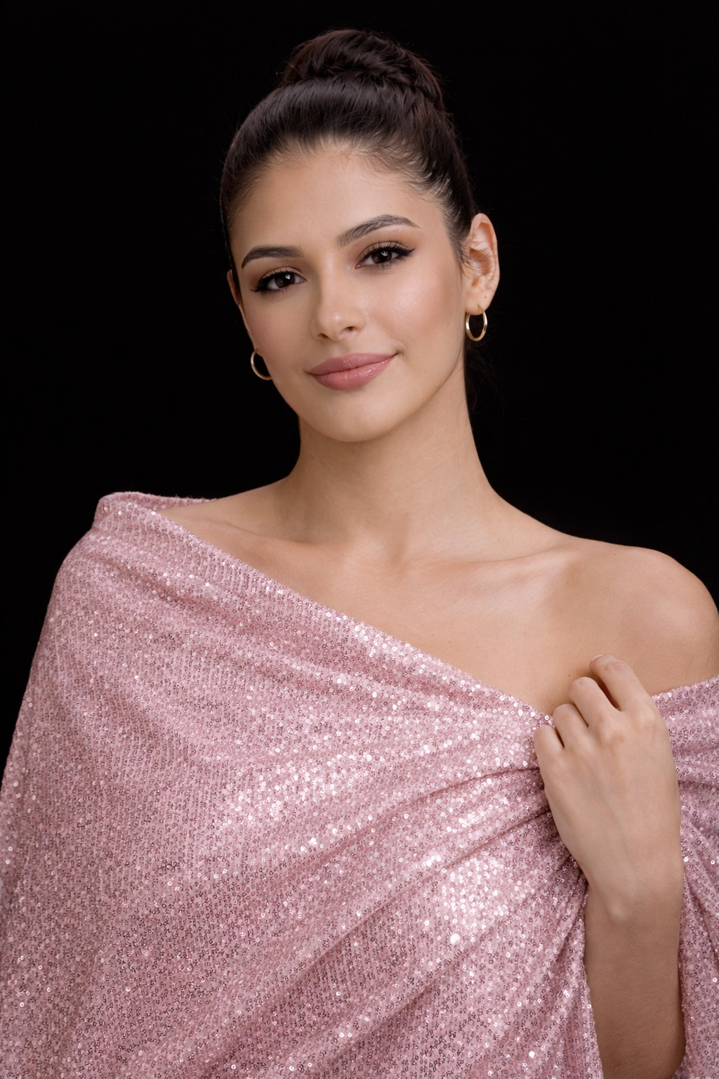 Luxury Baby Pink Sequin Fabric | Premium Sparkle Mesh | Elegant Evening & Bridal Fabric