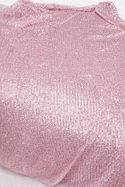 Luxury Baby Pink Sequin Fabric | Premium Sparkle Mesh | Elegant Evening & Bridal Fabric