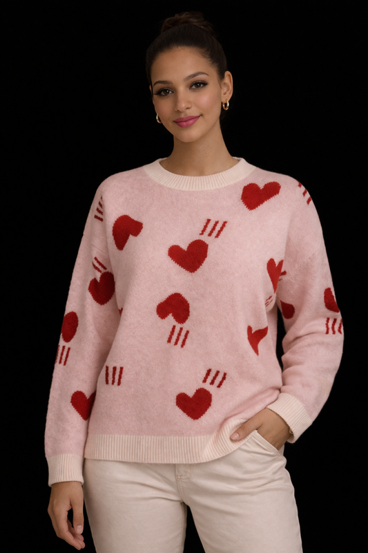 Signature Heart Motif Knit – Luxury Statement Sweater Collection