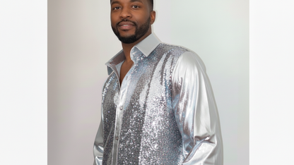 Men's Sequin Shirt – Gold, Silver, Red, Black & Sapphire Blue | Luxury Party Top