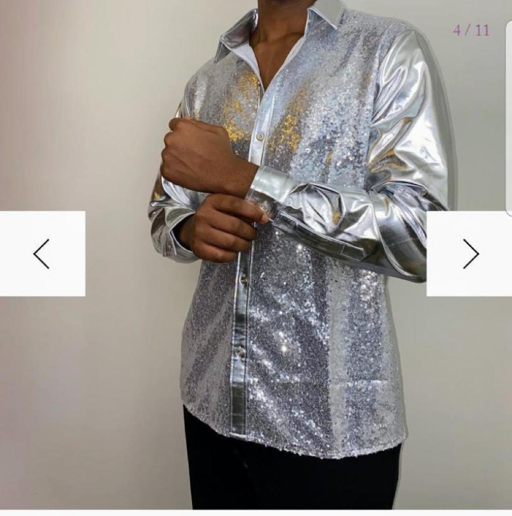 Men's Sequin Shirt – Gold, Silver, Red, Black & Sapphire Blue | Luxury Party Top
