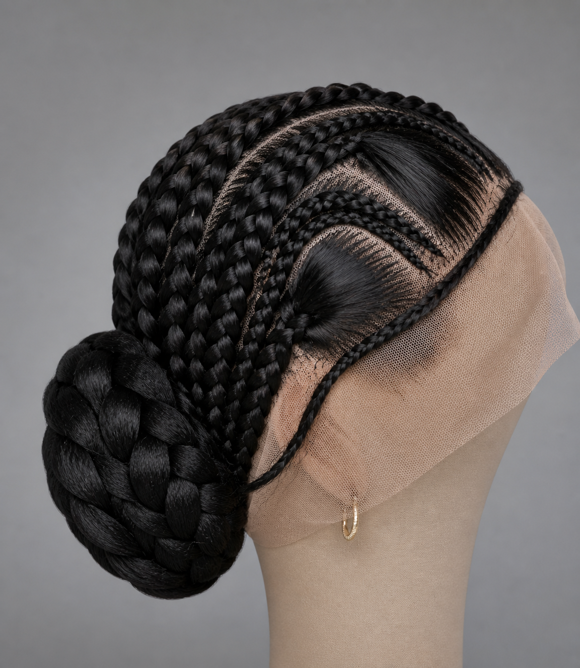 Skull-Cap Braided Wig – Intricate Close-Up Style