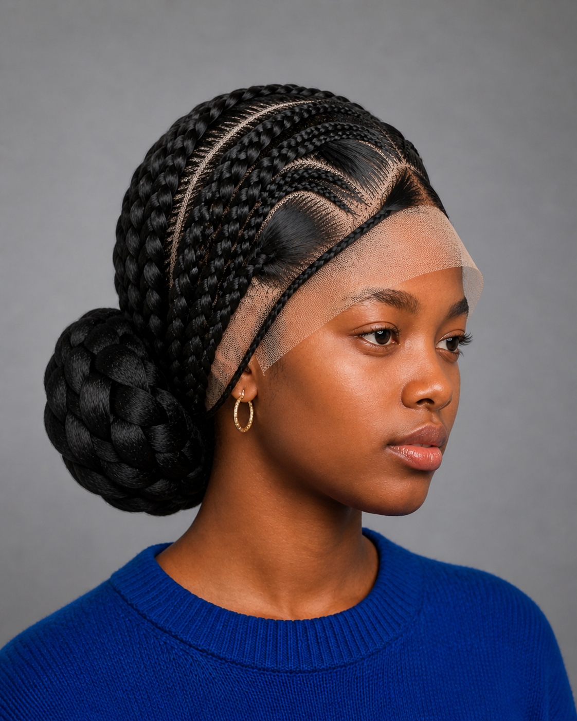 Skull-Cap Braided Wig – Intricate Close-Up Style