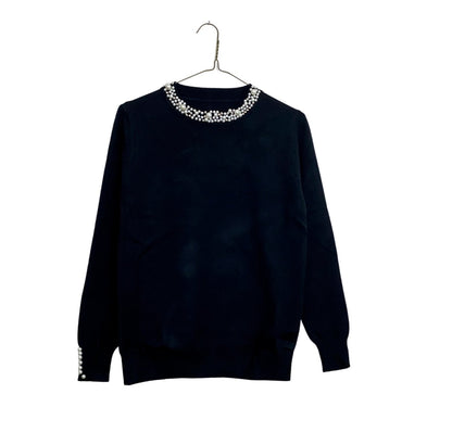 Women's Pearl Detail Long-Sleeve Knit Blouse