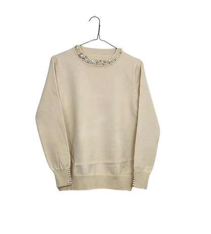 Women's Pearl Detail Long-Sleeve Knit Blouse