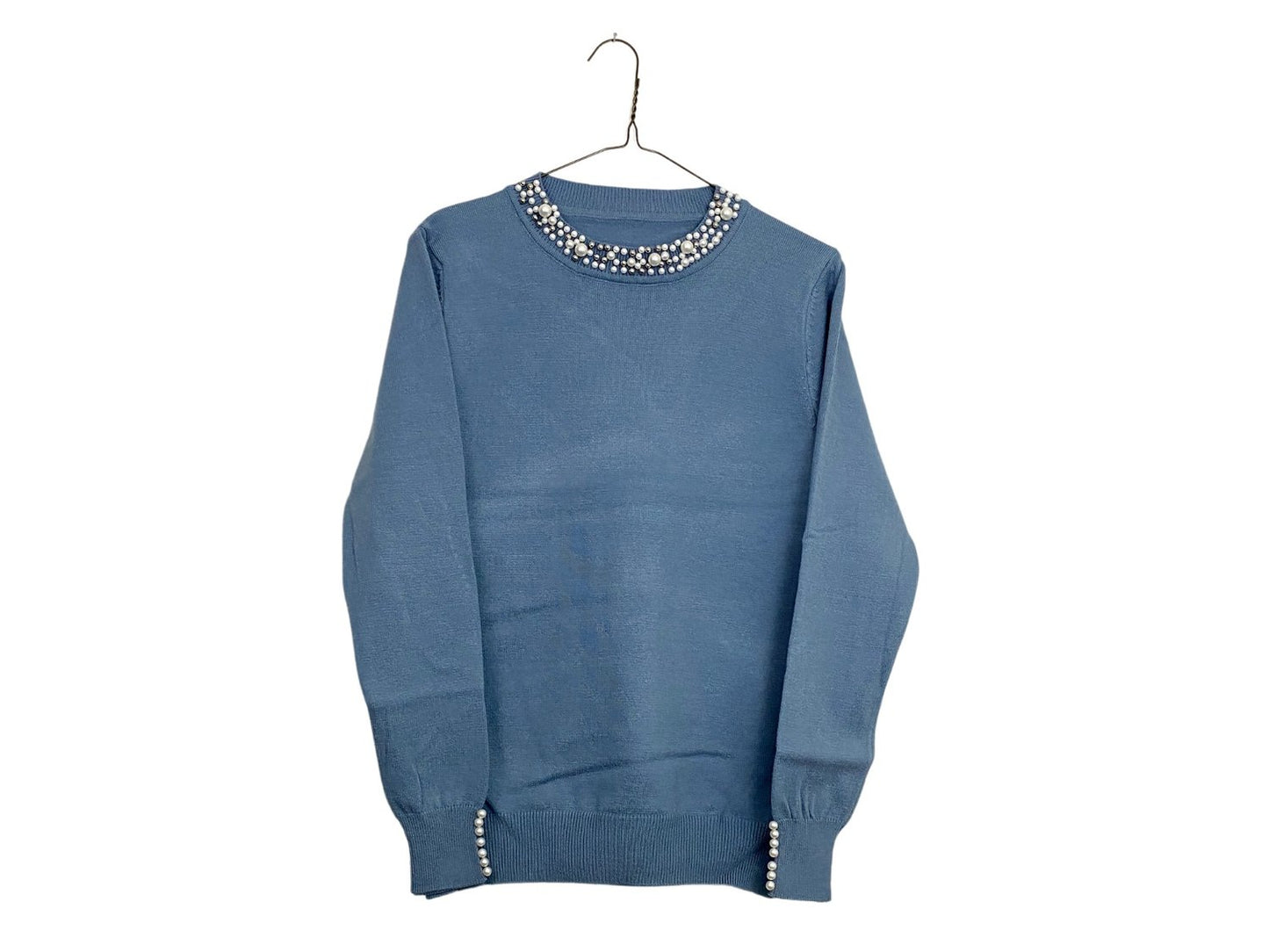 Women's Pearl Detail Long-Sleeve Knit Blouse