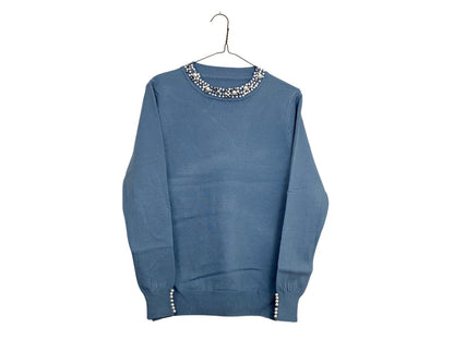 Women's Pearl Detail Long-Sleeve Knit Blouse