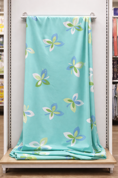 Winston Prints Turquoise Floral 2-Way Stretch Fabric – Premium Textile