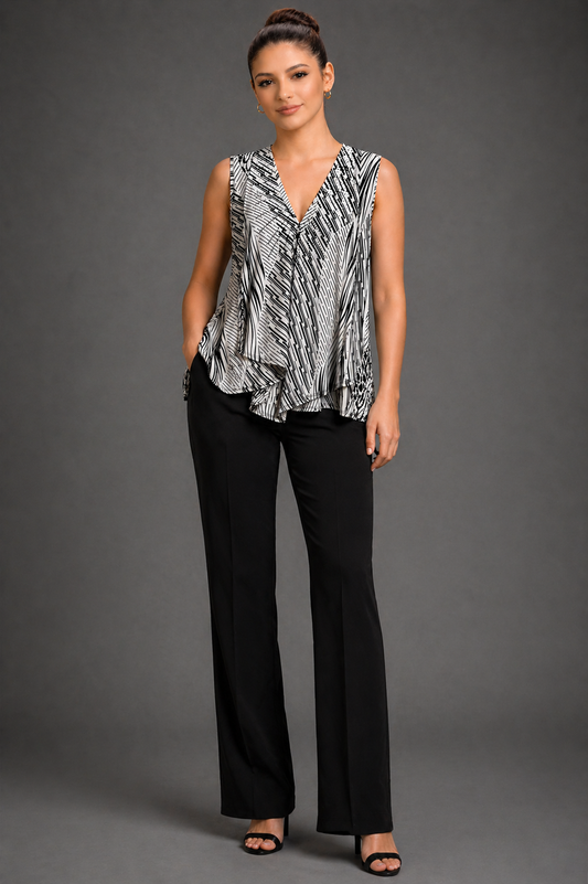 Mesmerize Sequin Asymmetrical Top – Black & White Chic Blouse