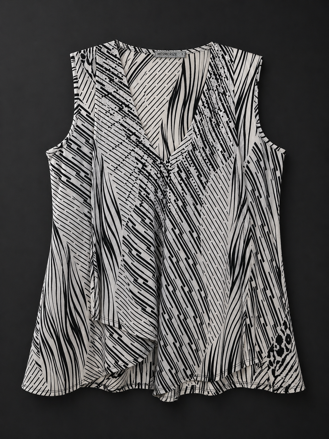 Mesmerize Sequin Asymmetrical Top – Black & White Chic Blouse