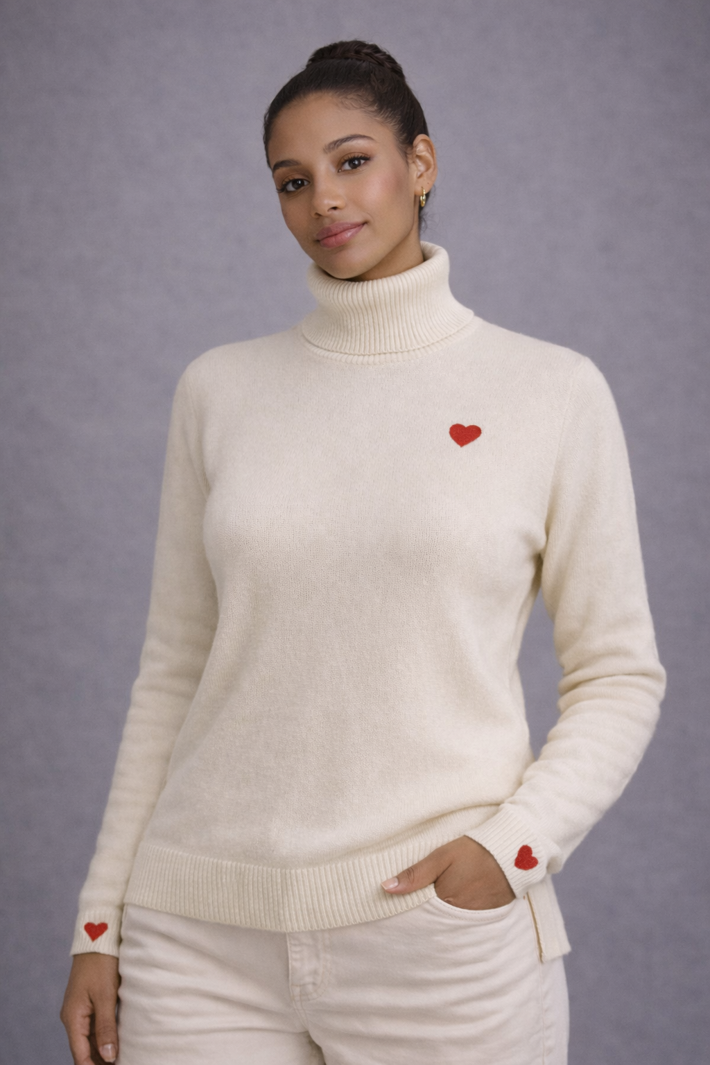 “Signature Heartline Luxe Turtleneck Sweater”