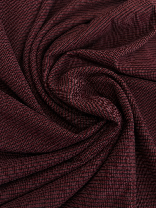 Wine & Black 4-Way Stretch Fabric – Grid Pattern | 60” Wide | 3Y 15”