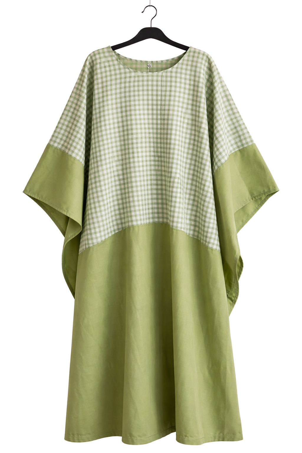 Women Lime Green Checkered Boubou Kaftan Maxi Dress Set
