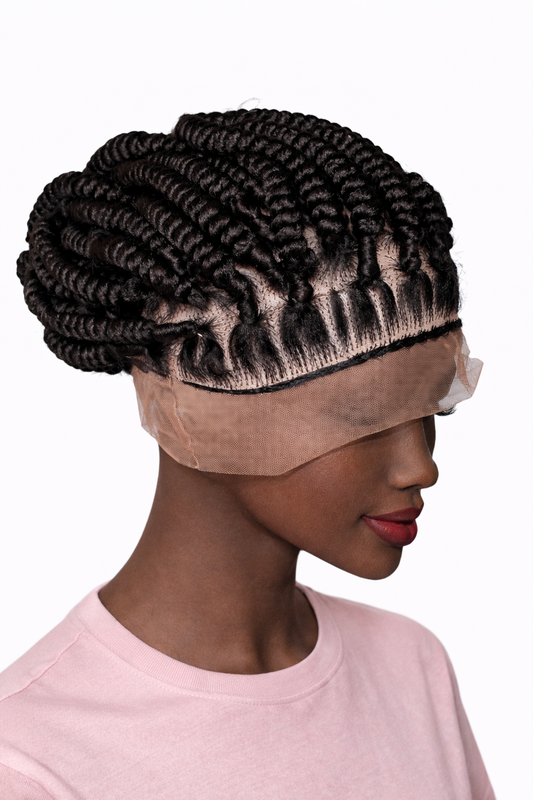 Handmade Criss Cross Cornrow Lace Front Braided Wig Black Unit