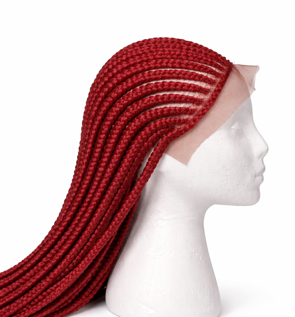 Bright Wine All Back Cornrow Braided Wig 23” Lace Front