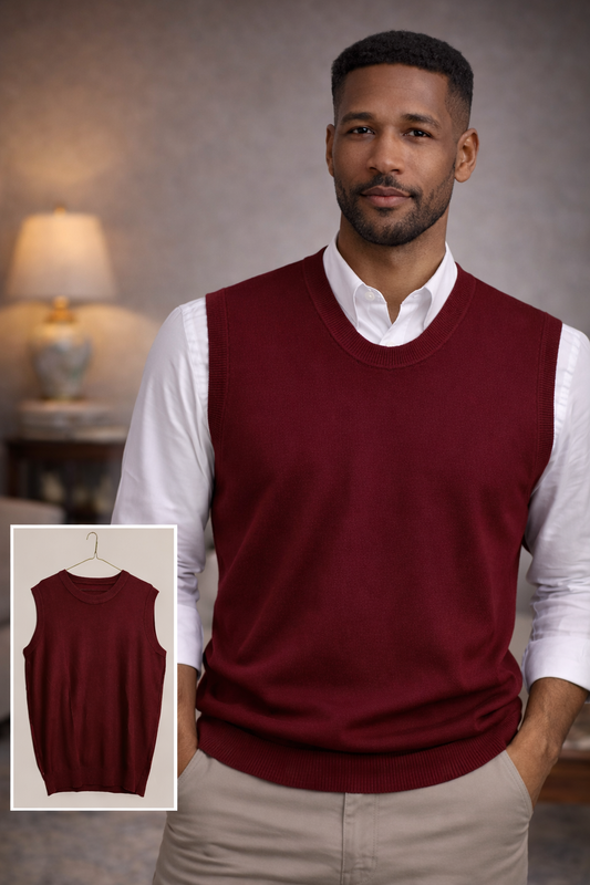 “Heritage Eco-Blend Knit Vest – Wine”