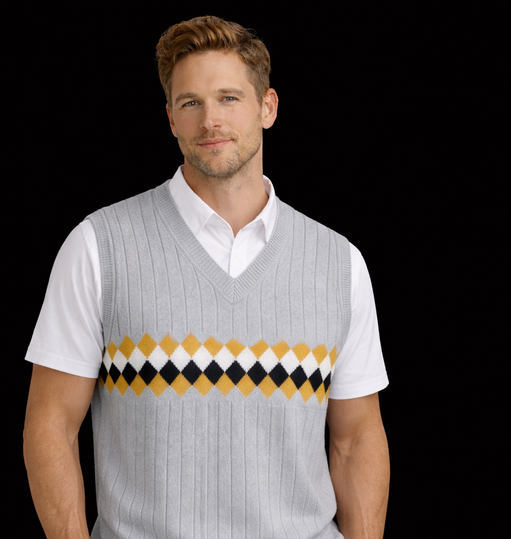 Heritage Argyle Knit Sweater Vest – Classic Retro Fit
