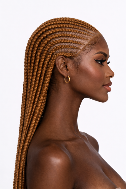 All Back Cornrow Braided Wig 23” Lace Front Elastic Band