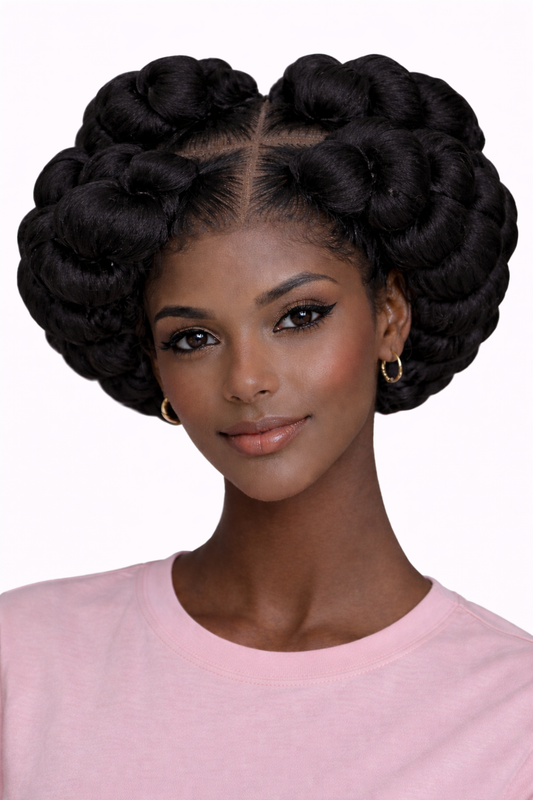 Black Bantu Knots Lace Front Wig Glueless Braided Style