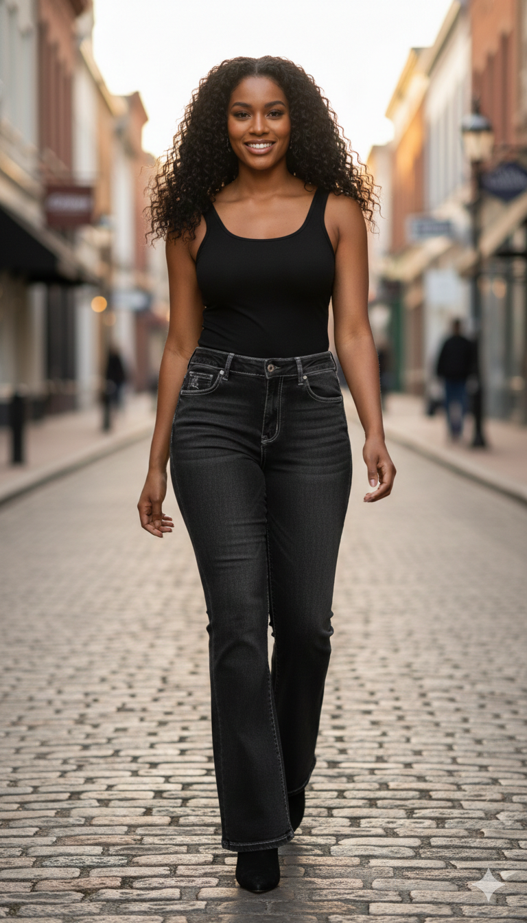 Black Stretch Flare Jeans