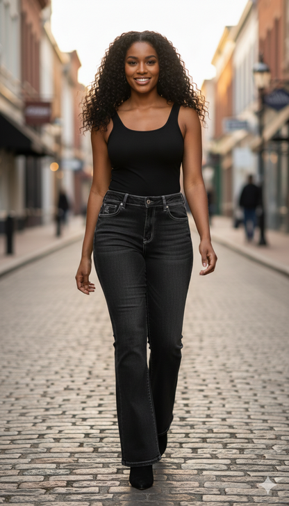 Black Stretch Flare Jeans