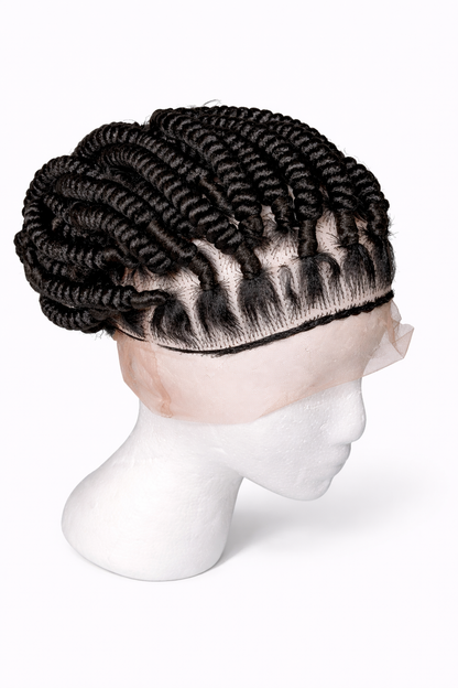 Handmade Criss Cross Cornrow Lace Front Braided Wig Black Unit