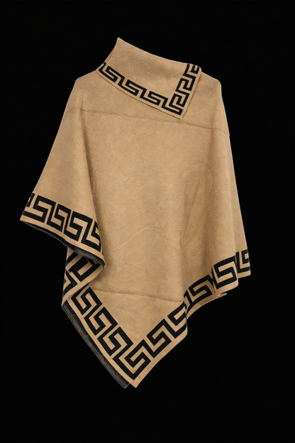 Greek Key Luxe Poncho-Premium Knit Greek Border Design