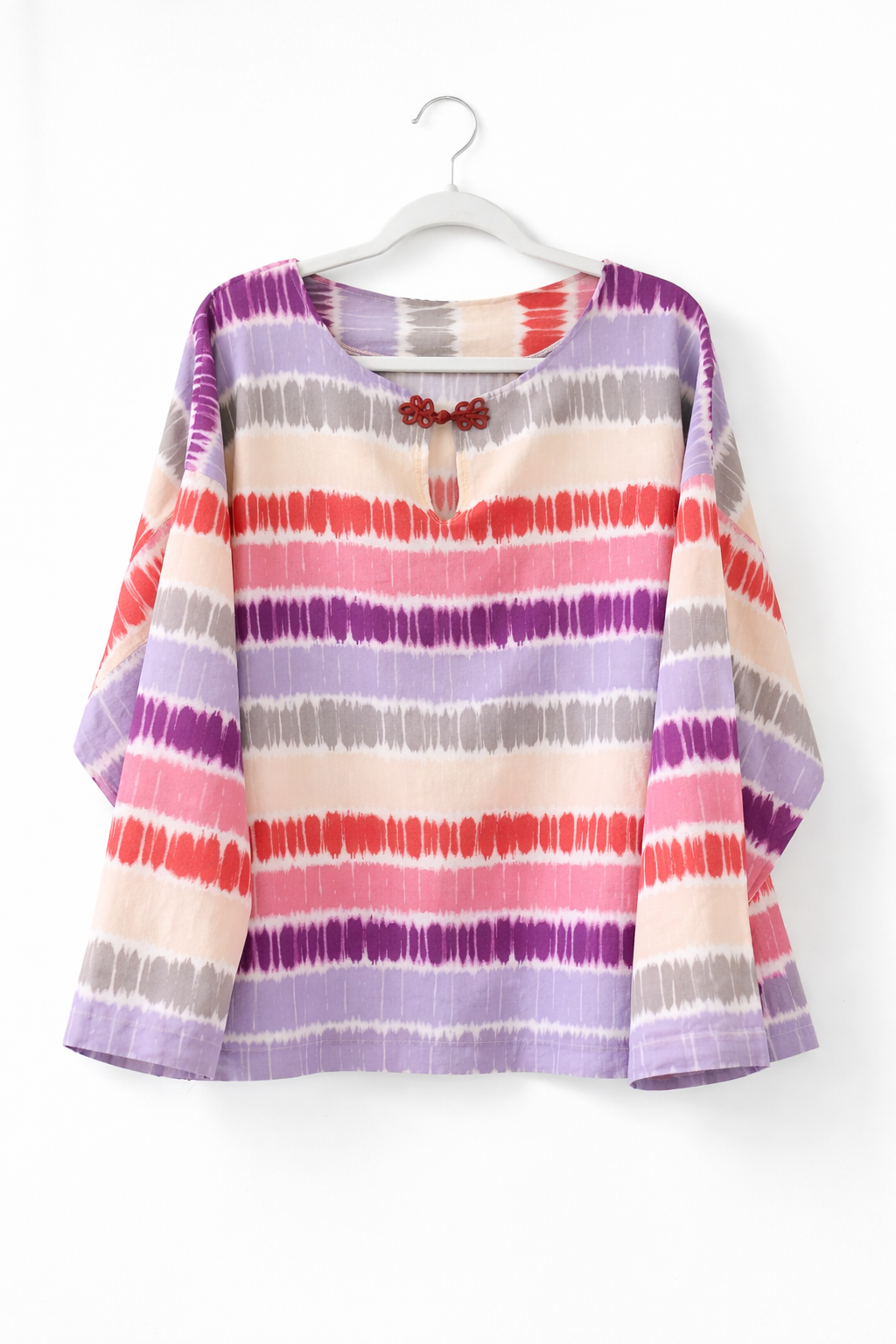Handmade Colorful Ladies Blouse – Artistic Stripe Pattern Casual Top