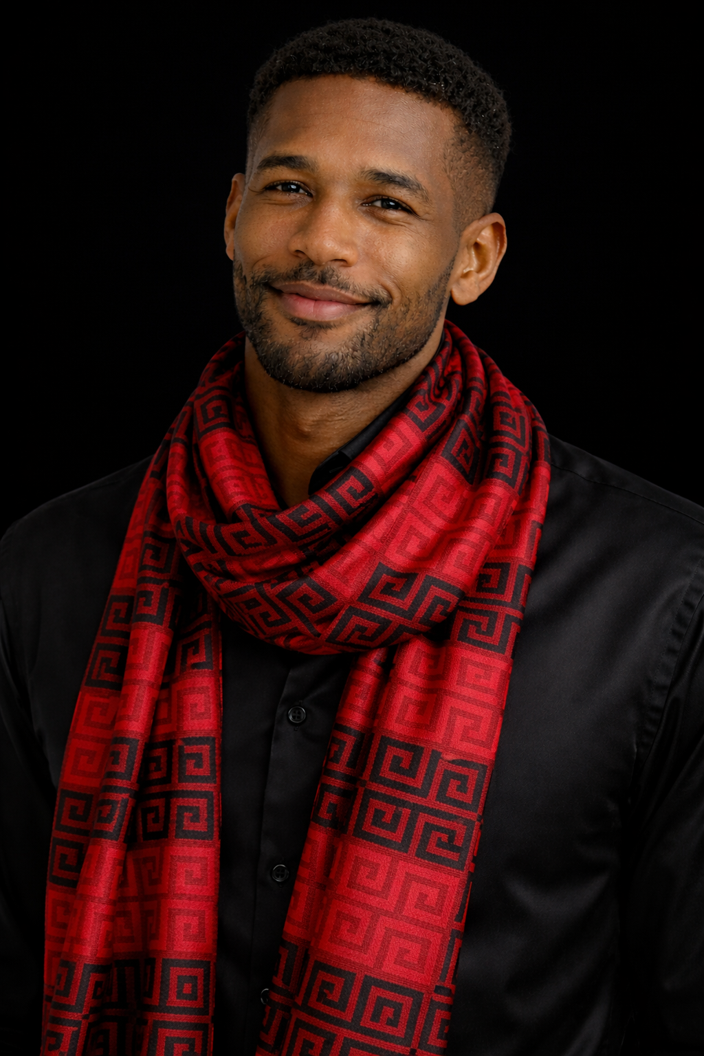 Men’s Luxury Greek Key Pattern Scarf