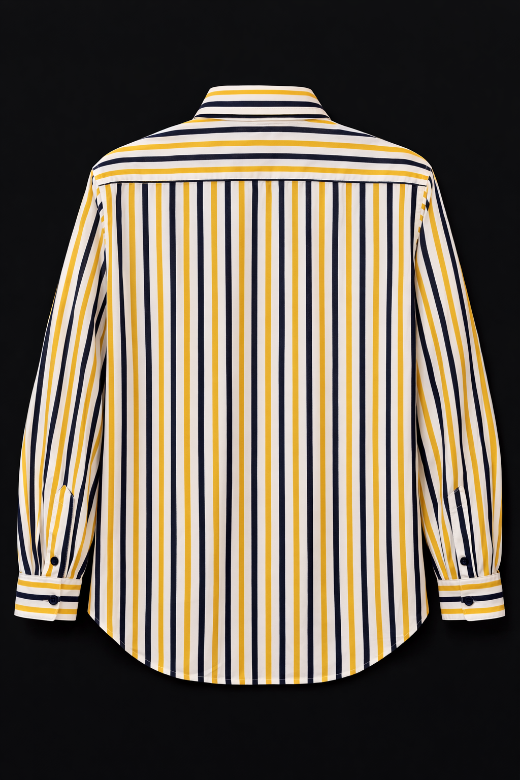 Women’s White Navy Yellow Striped Button-Down Blouse – Smart Casual Style