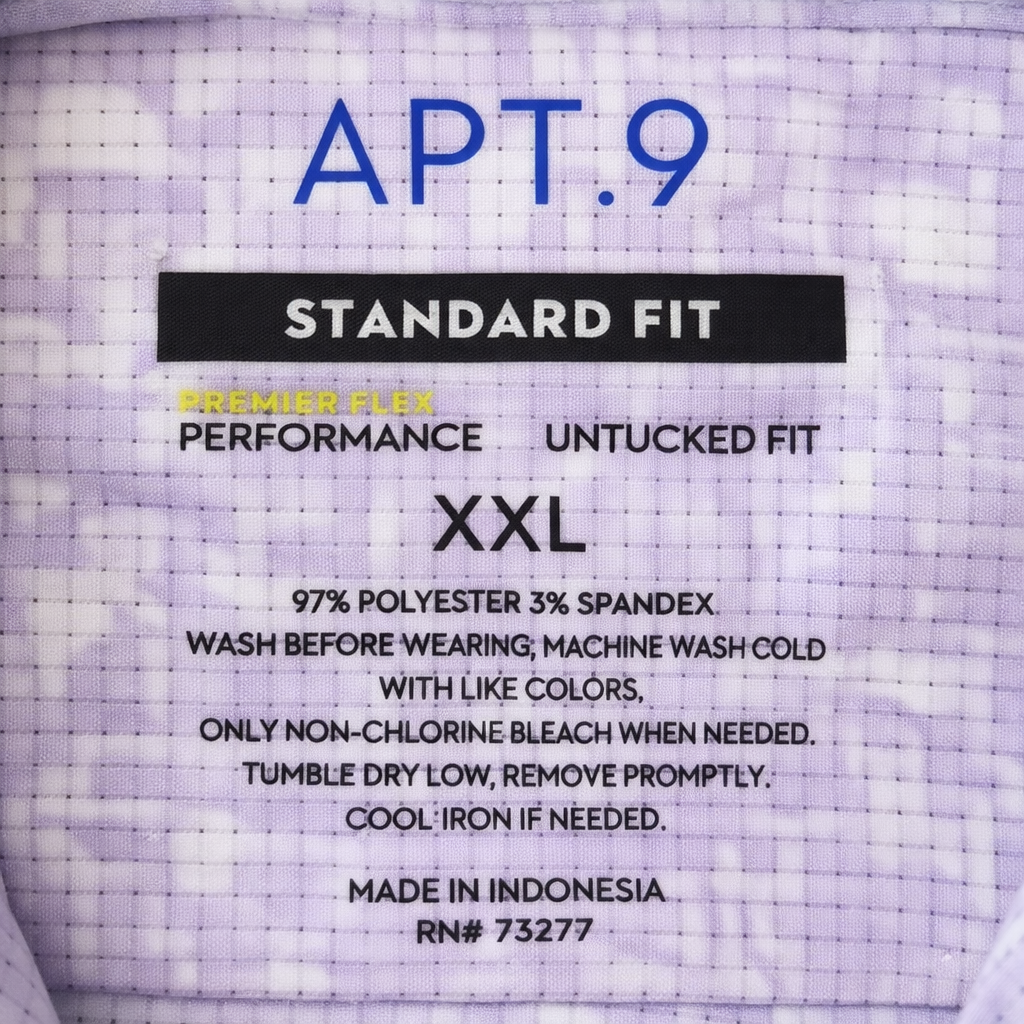 APT. 9 Men’s Lavender Abstract Pattern Button-Up Shirt XXL – 8 Button Front