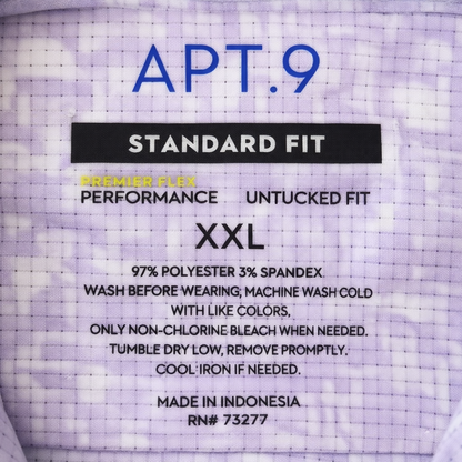 APT. 9 Men’s Lavender Abstract Pattern Button-Up Shirt XXL – 8 Button Front
