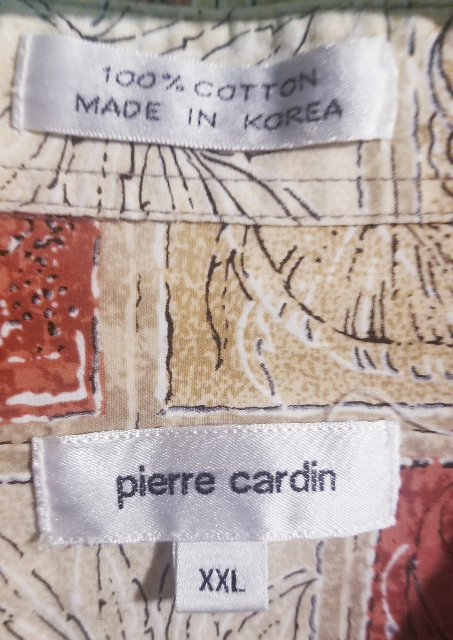 Pierre Cardin Tropical Print Button-Down Shirt – 100% Cotton – Men’s XXL-Made-in-Korea