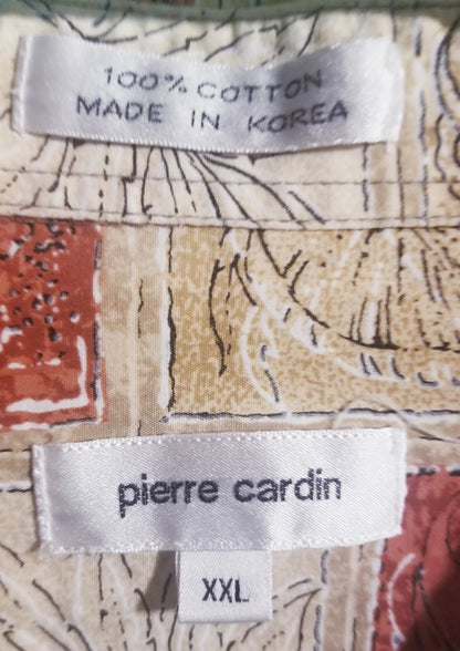 Pierre Cardin Tropical Print Button-Down Shirt – 100% Cotton – Men’s XXL-Made-in-Korea