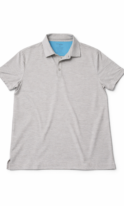 Birdie Bound Golf Polo Shirt L/G Stretch Performance-Heather Gray Color- Athletic Polo