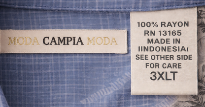 Moda Campia Moda Tropical Rayon Shirt 3XLT Big & Tall Island Print Button Down