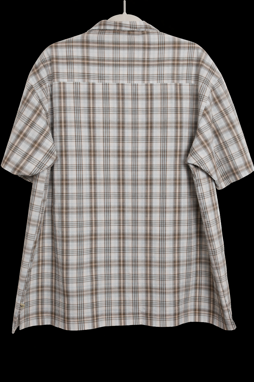 Pineapple Connection Men’s Classic Plaid Short Sleeve Button-Up Shirt – Light Blue & Brown (XXL)