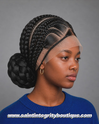 Skull-Cap Braided Wig – Intricate Close-Up Style