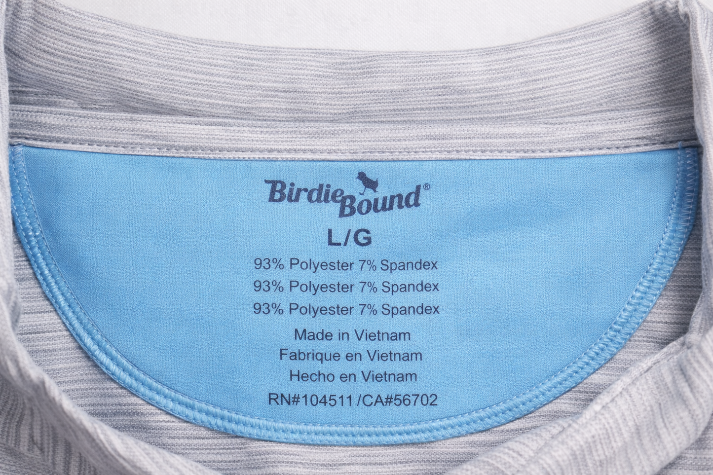 Birdie Bound Golf Polo Shirt L/G Stretch Performance-Heather Gray Color- Athletic Polo