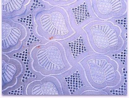 Nigerian Blue Lace Buba & Wrapper Set – Shell Pattern – Pre-Owned
