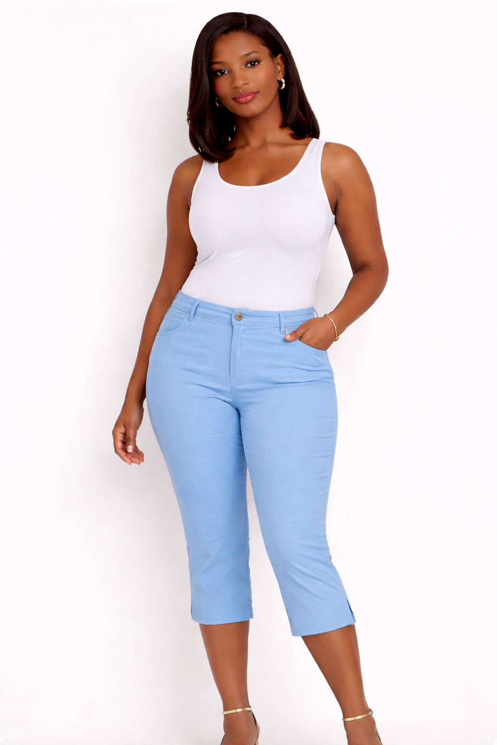 Style & Co. Women’s Blue Capri Pants – Stretch Comfort Slim Fit Casual Chic