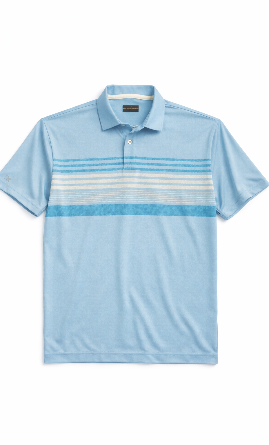 Men’s Pastel Blue Performance Golf Polo Shirt-XL Chest Stripe Athletic Polo